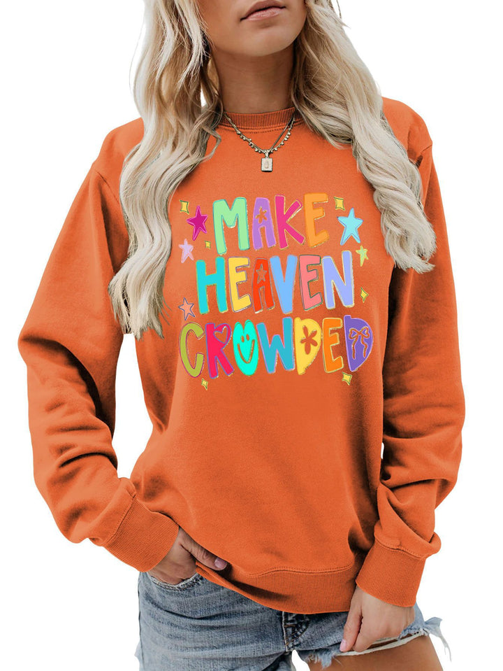 Kvinders sweatshirt med farverigt design og legende tekst Stilla