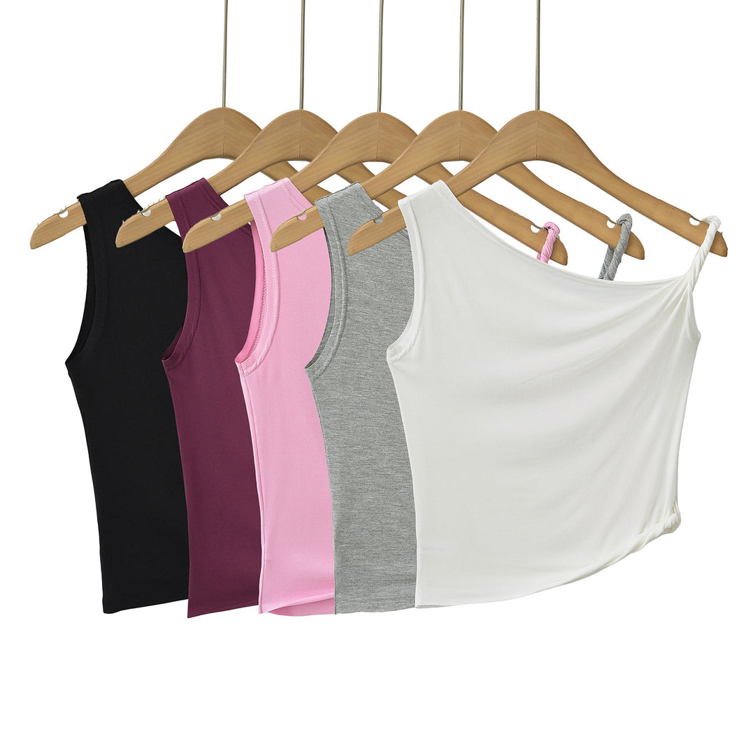 Dame asymmetrisk top med én skulderdesign og moderne draperingsdetaljer Stilla