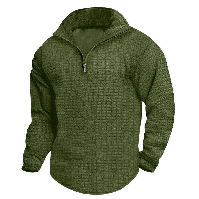 Herre fleece-trøje med ståkrave og struktureret design Stilla