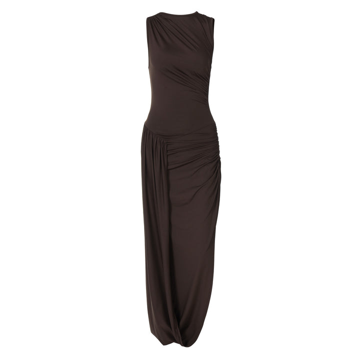 Dame Maxi Kjole med asymmetrisk snit og raffinerede draperinger Stilla