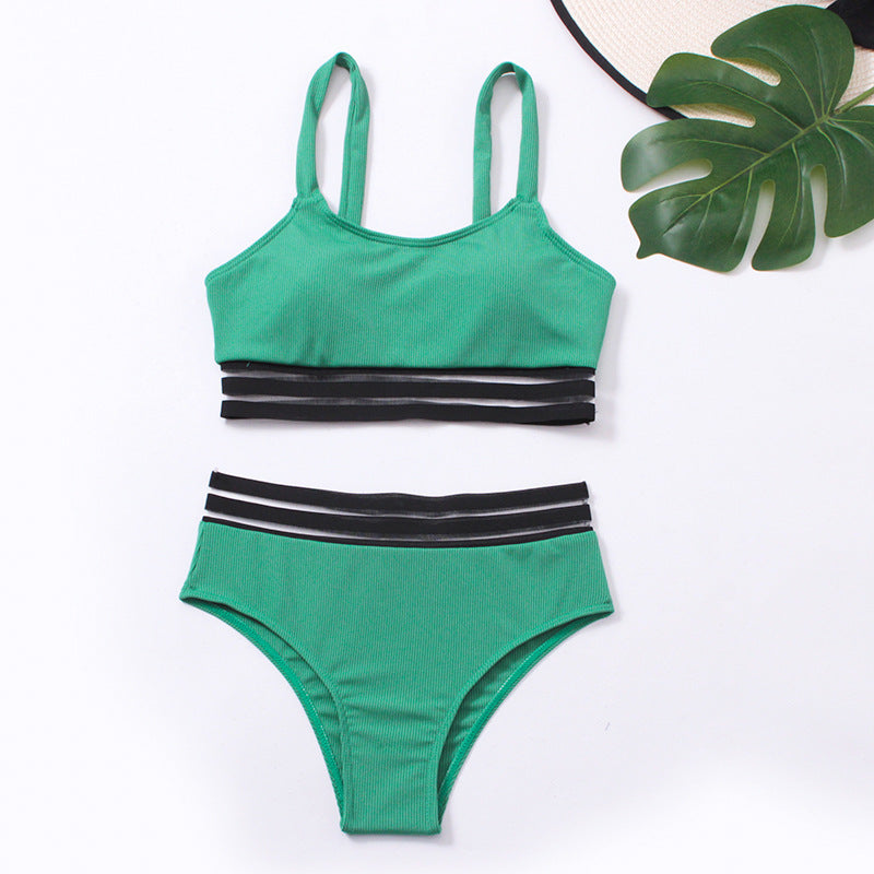 Dame sportbikini med elastiske kontraststriber Stilla