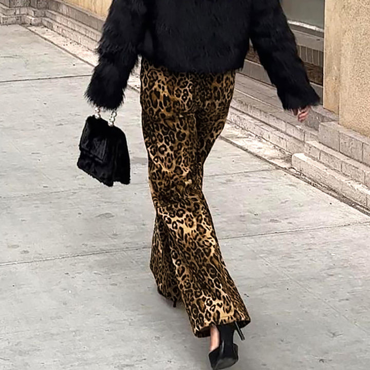 Dame Løs pasform Leopard-bukser med elegant plissering Stilla