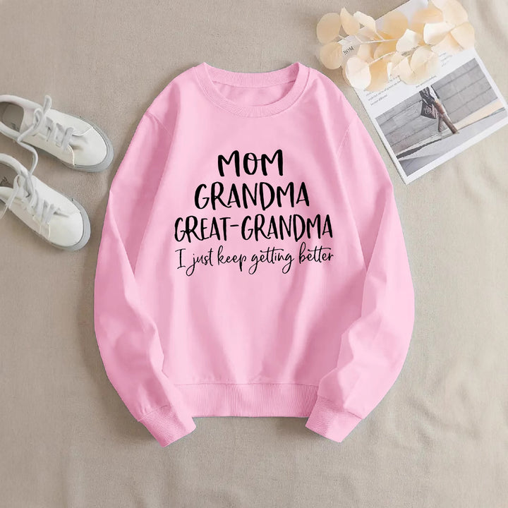 Kvinders sweatshirt med kreativ familieprint og komfortabel pasform Stilla