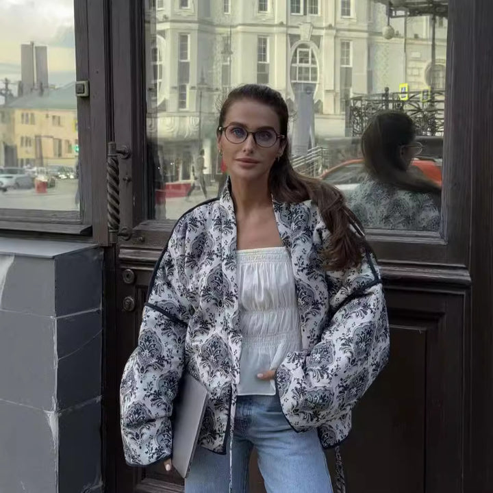 Dame elegant omslagsjakke med blomster mønster Stilla