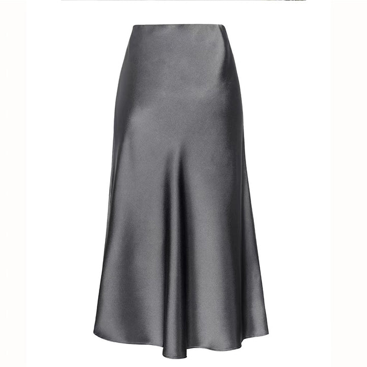 Dame Flydende satin-midi nederdel med elegant snit Skovae