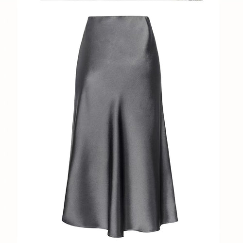 Dame Flydende satin-midi nederdel med elegant snit Skovae