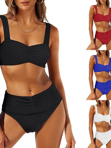 Dame Rib-Højtalje-Bikini-Sæt Stilla 1750840292