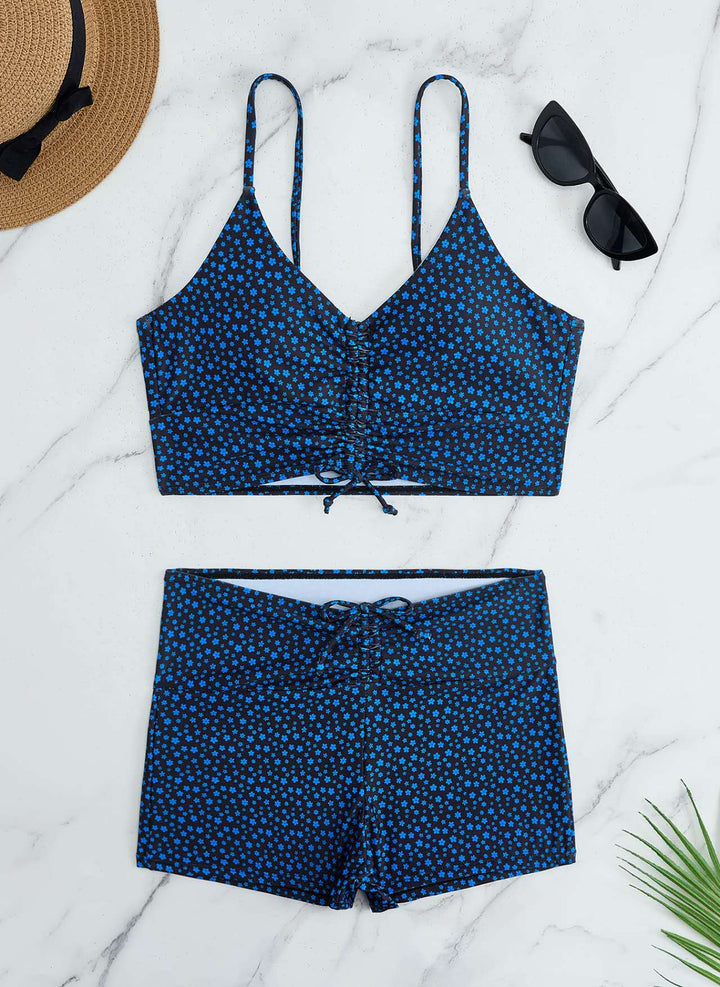 Dame bikini med blomstret flæse design og justerbare stropper Skovae