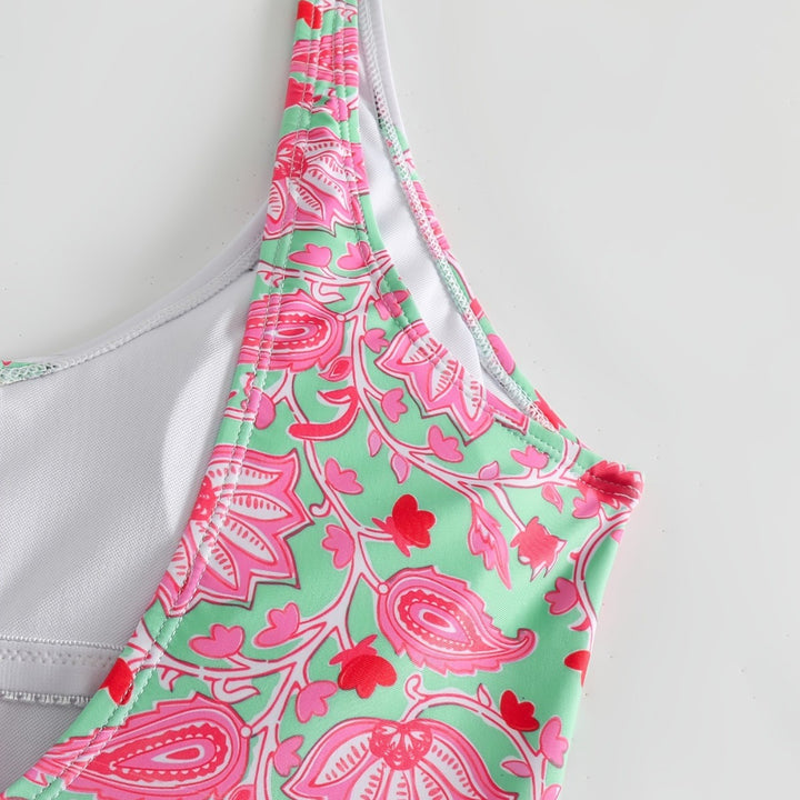 Dame Én-delt Badedragt med blomsterdesign og fashionable stropper Skovae