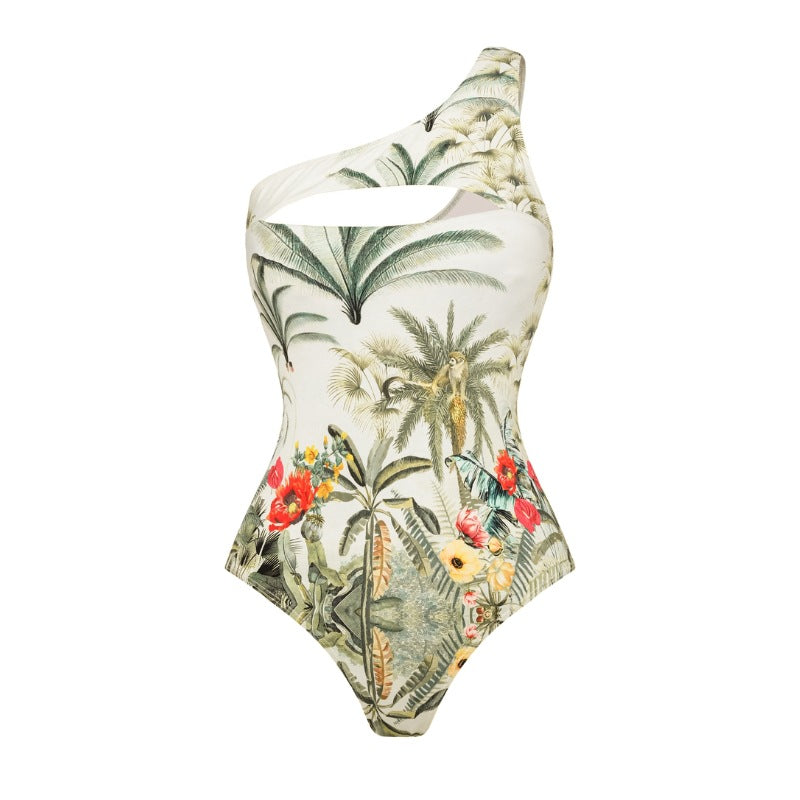 Dame One-sided badeanstik med raffineret cut-out og blomsterdesign Skovae