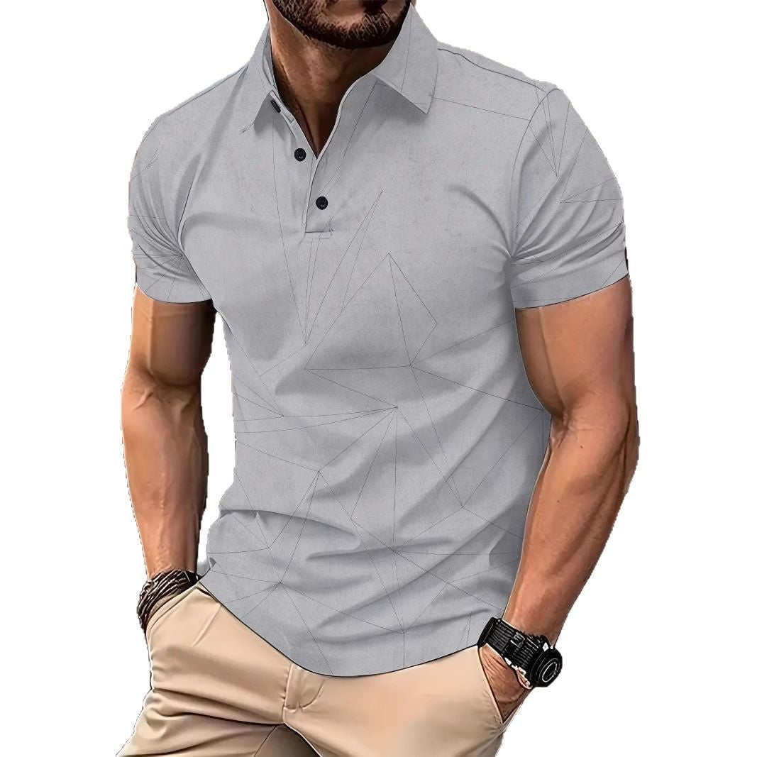 Herrer poloshirt med kreativt geometrisk design og moderigtigt krave Stilla