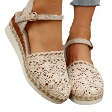 Dame Espadrilles med filigran hæklet udseende og komfortabel fodseng Stilla