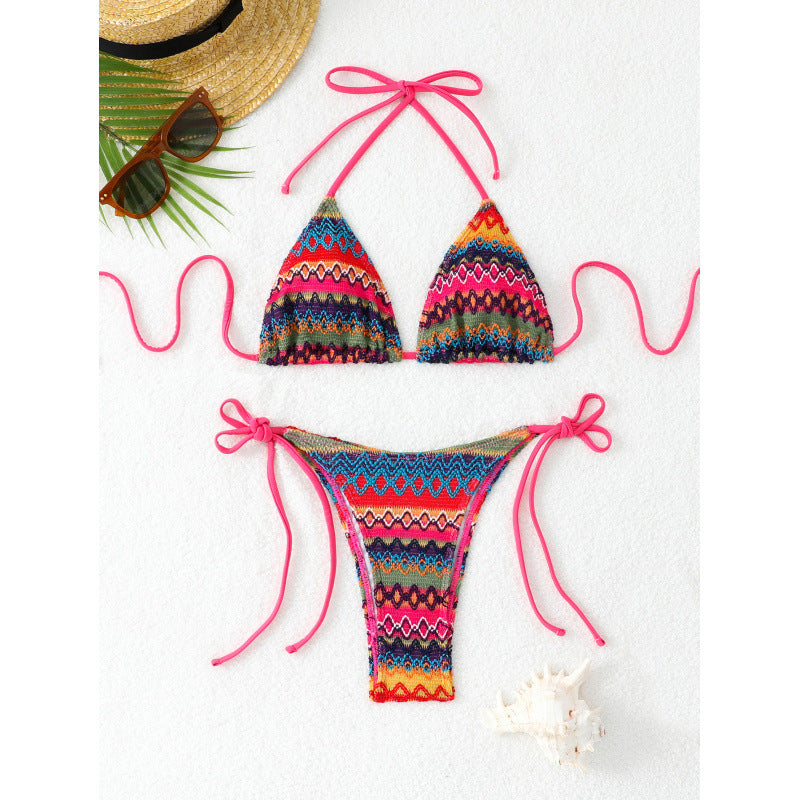 Dame Triangel-Bikini i Boho-stil med legende bindebånd Stilla