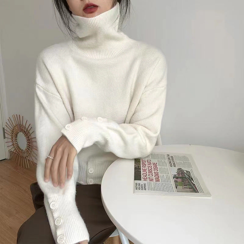 Kvinderne hyggelige turtleneck sweater med knapdetaljer Stilla