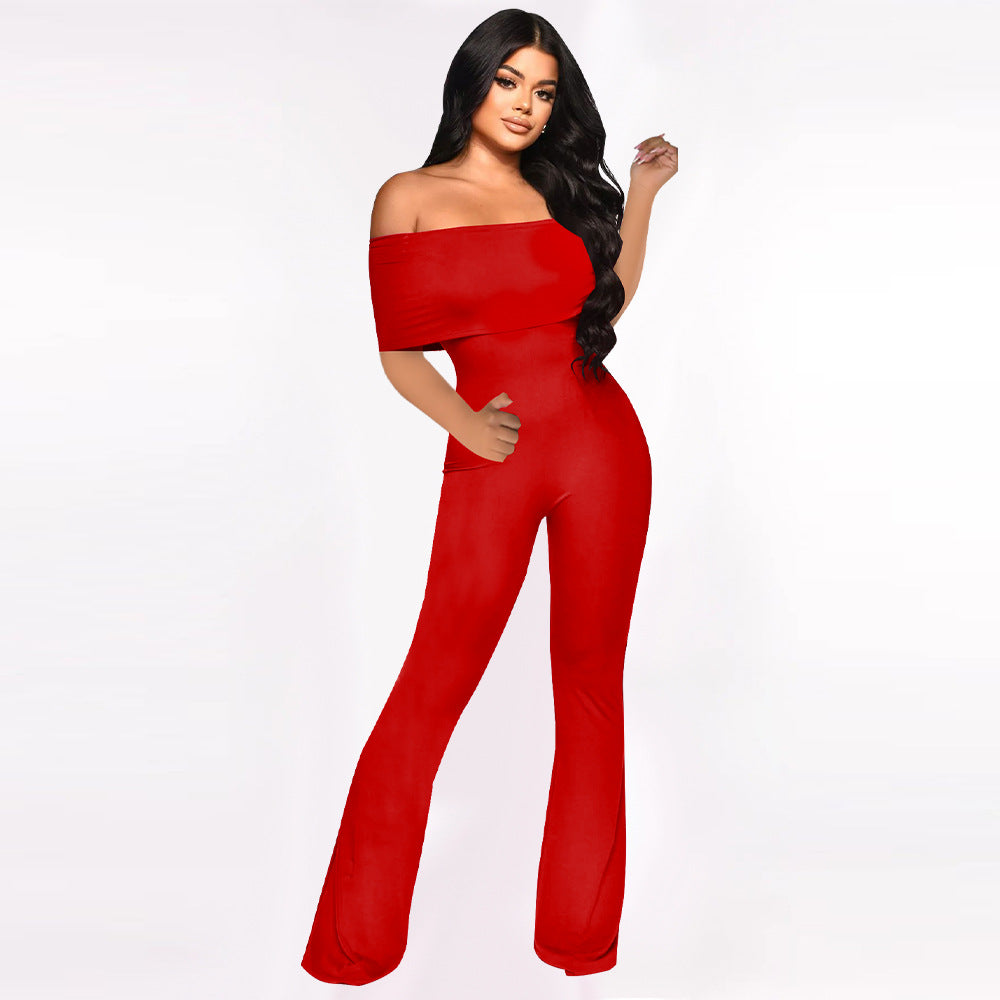 Damer elegant jumpsuit med off-shoulder design og bred ben Stilla