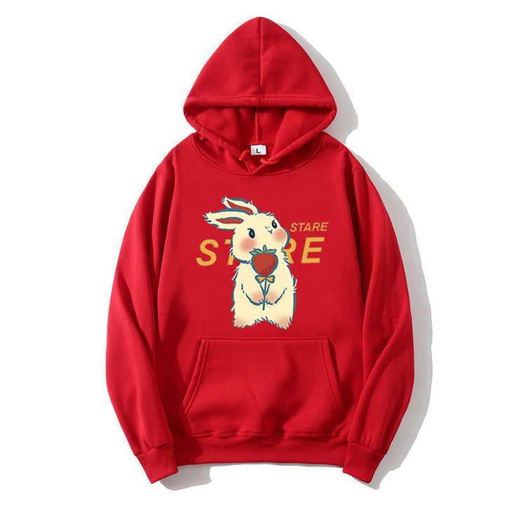 Kvinders hættetrøje med legende kaninmotiv og inspirerende slogan Skovae