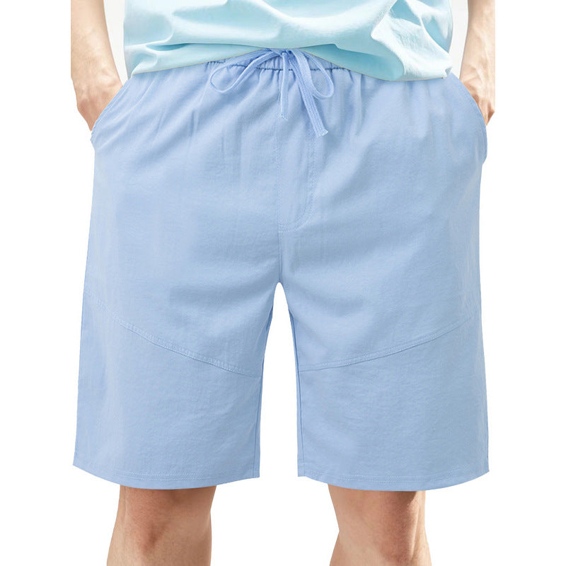 Herrer knælange linnedmix-shorts med elastisk snørelinning og sidelommer Skovae