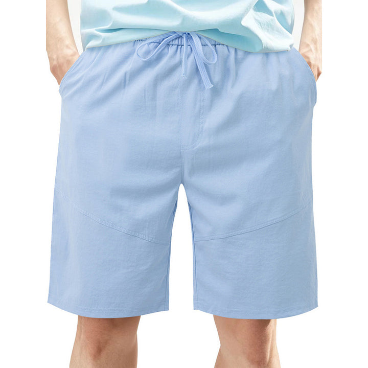 Herrer knælange linnedmix-shorts med elastisk snørelinning og sidelommer Skovae