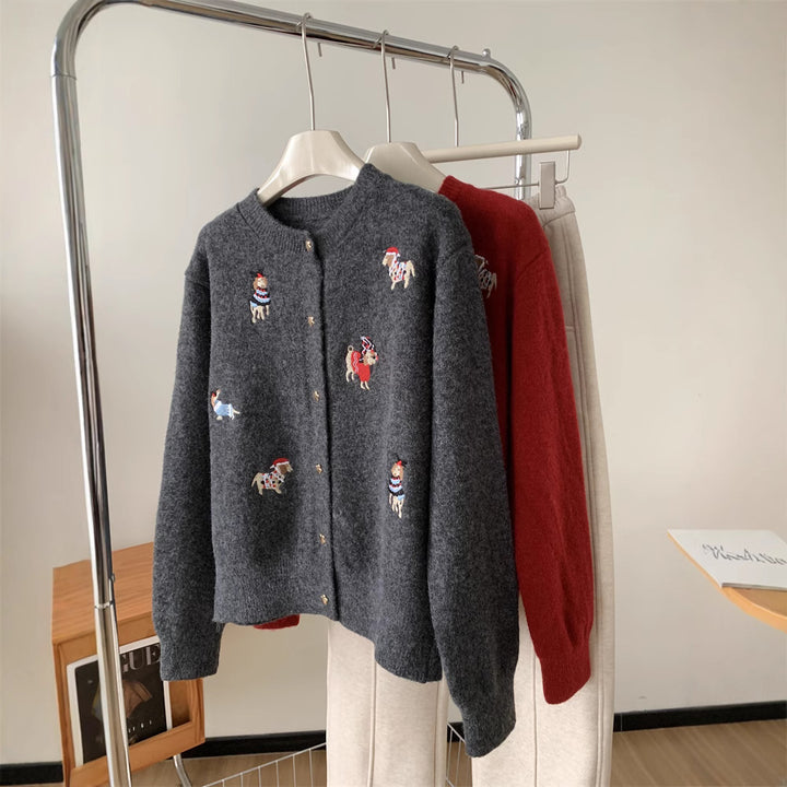 Kvinders cardigan med legende applikationer og elegant schnit Stilla