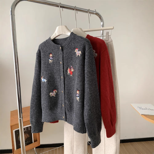 Kvinders cardigan med legende applikationer og elegant schnit Stilla