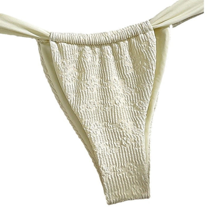 Dame triangel-bikini med rynket design og justerbare stropper Skovae