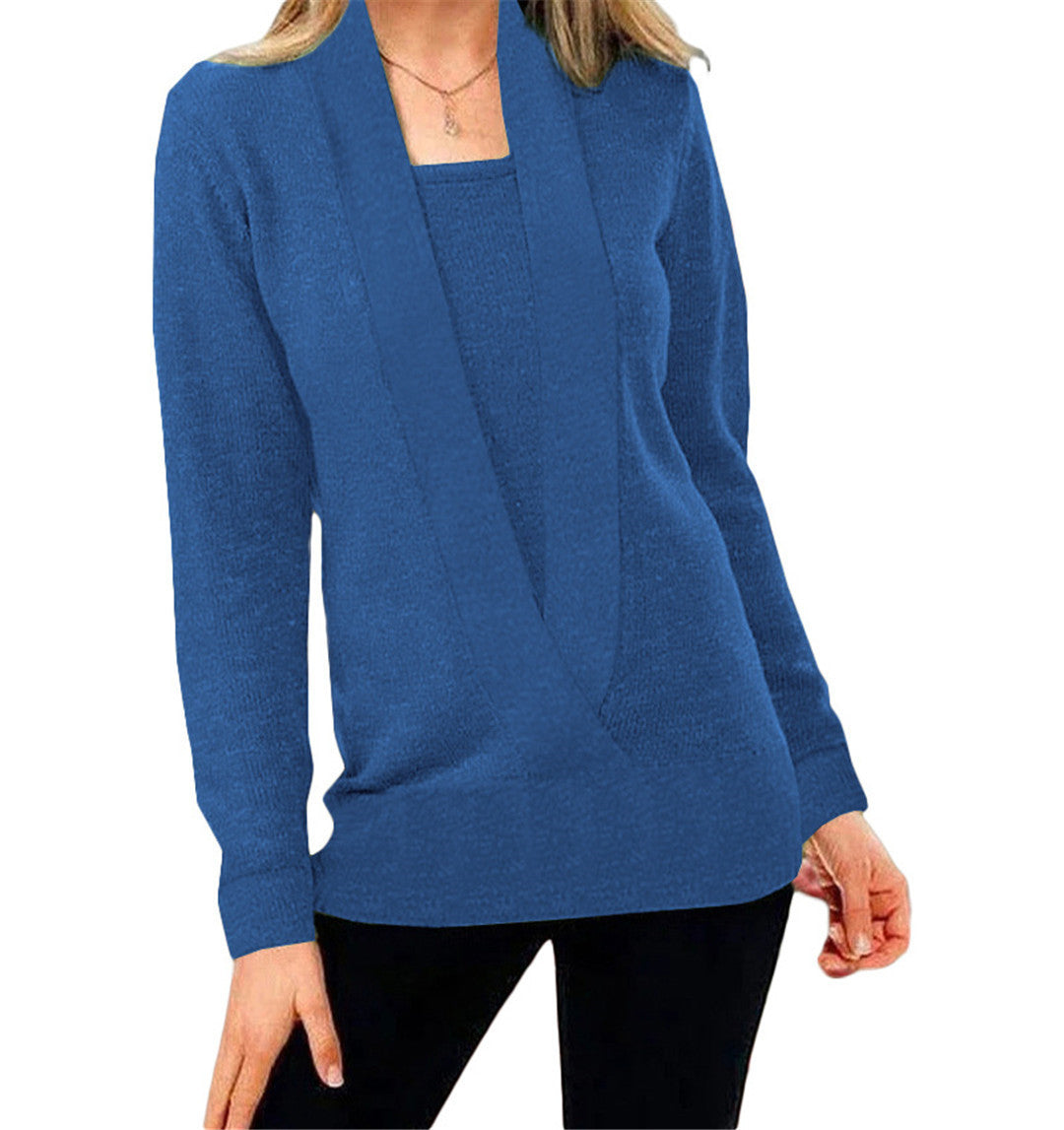 Dame elegant strikpullover med blød V-hals og stilfuld pasform Stilla