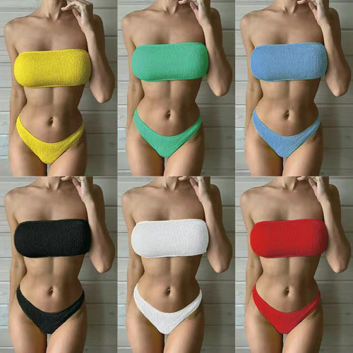 Dame Bandeau-Bikini-sæt med struktureret stof Stilla