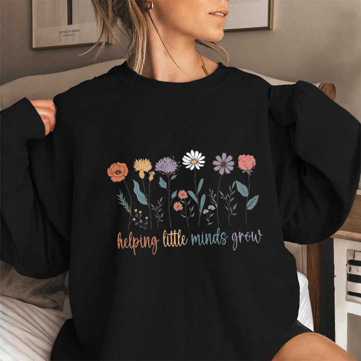 Kvinders sweatshirt med voluminøse ærmer og motiverende blomsterprint Stilla