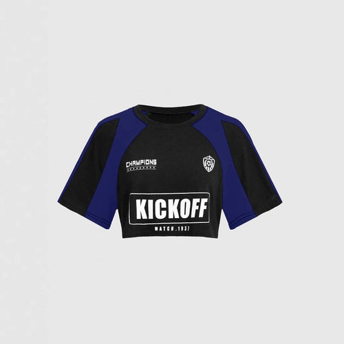 Dame Crop-T-shirt med sportsligt design og iøjnefaldende grafisk tryk Stilla