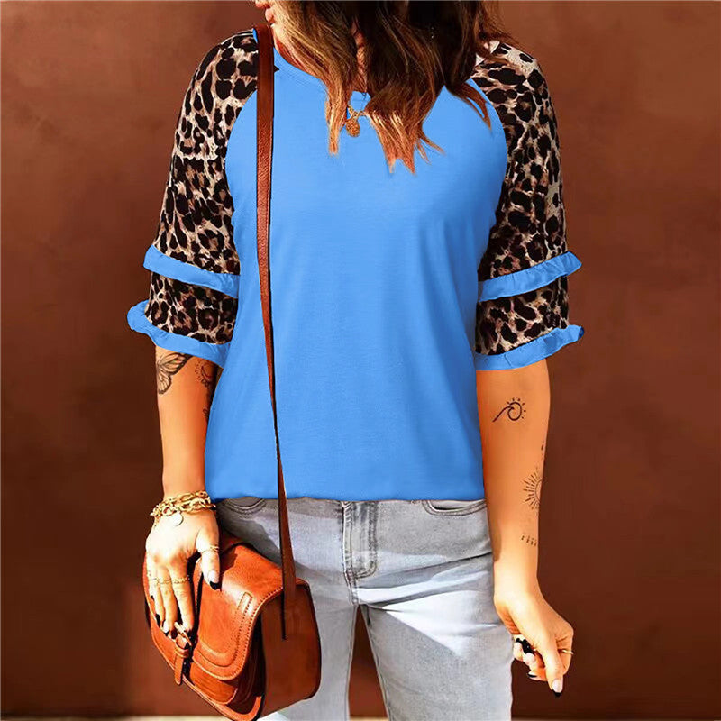 Kvinder Stilfuld Leopardmønster Overlay T-Shirt Stilla