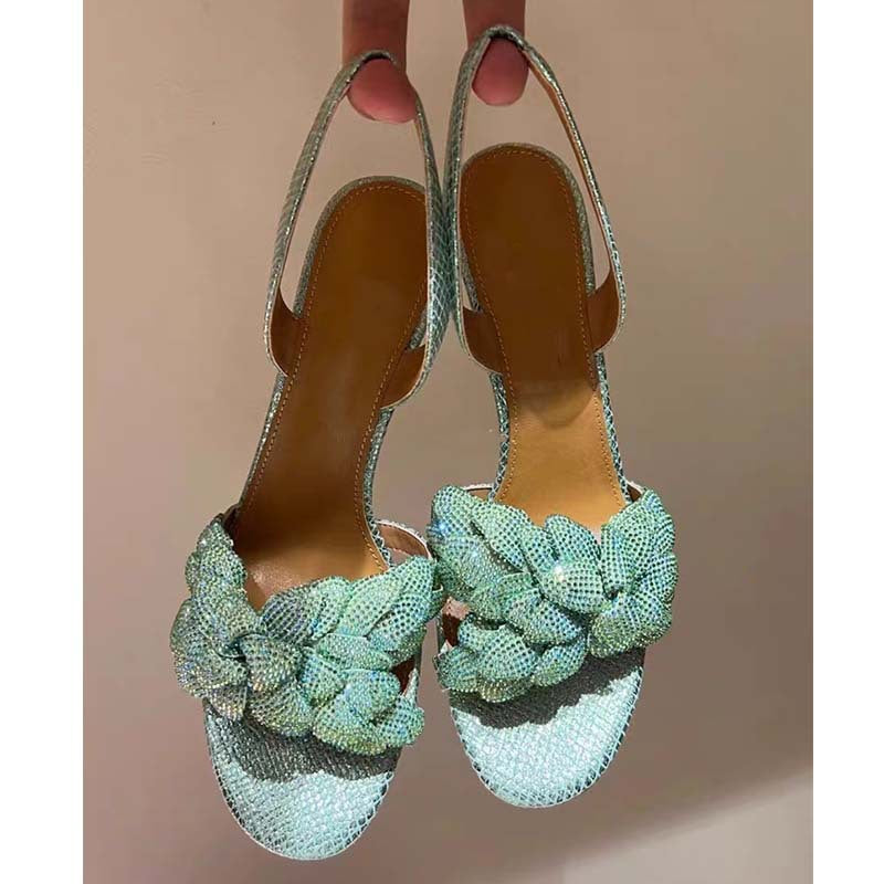 Femme Elegante Slingback-Højhælede med dekorativ rhinestone-knude Stilla
