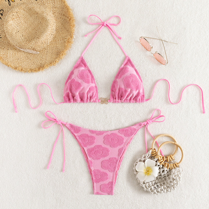 Dame Floral Spids Triangle Bikini Sæt Stilla