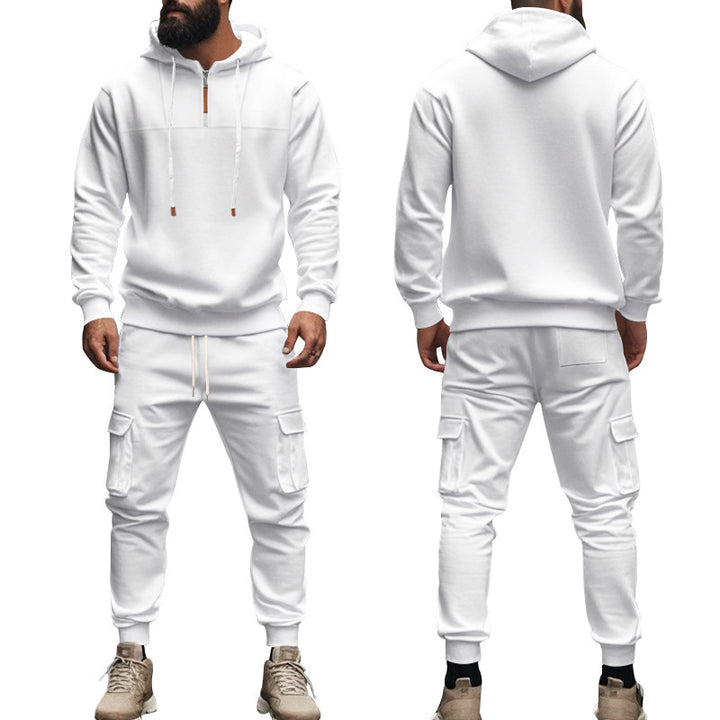Herrer sporty hoodie og cargo-træningsbukser sæt Stilla