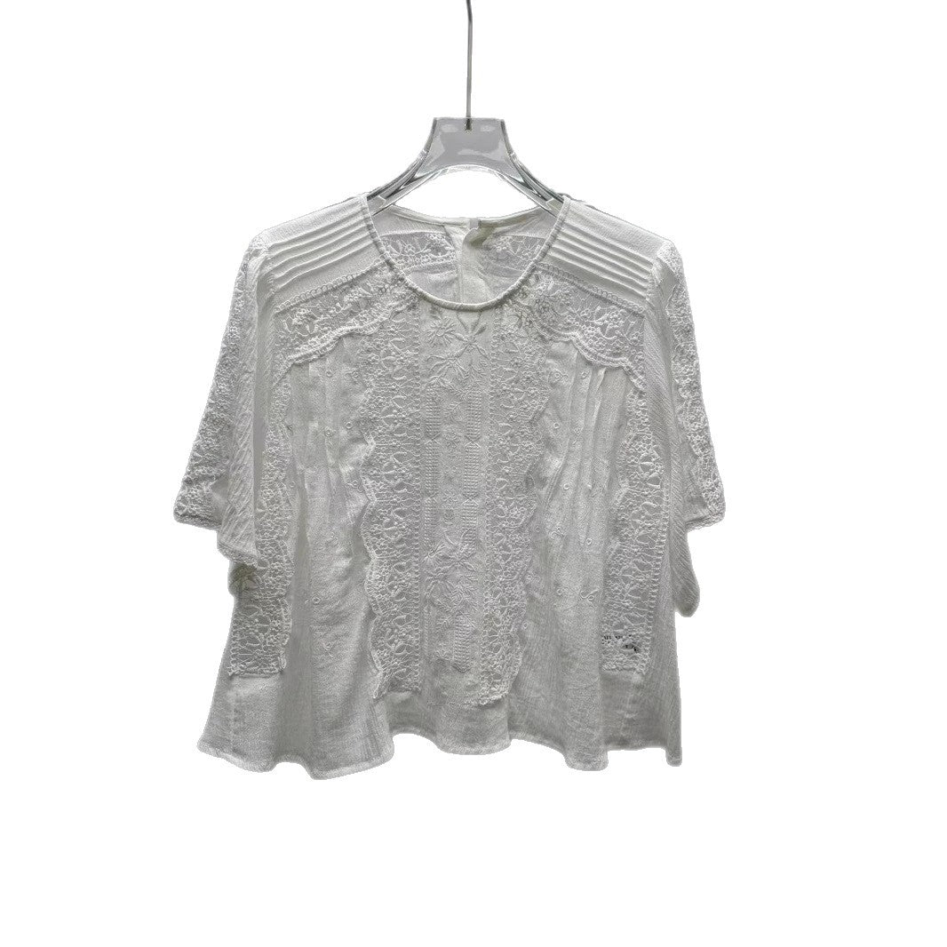 Dame let sommerbluse med spidsedekorationer Stilla