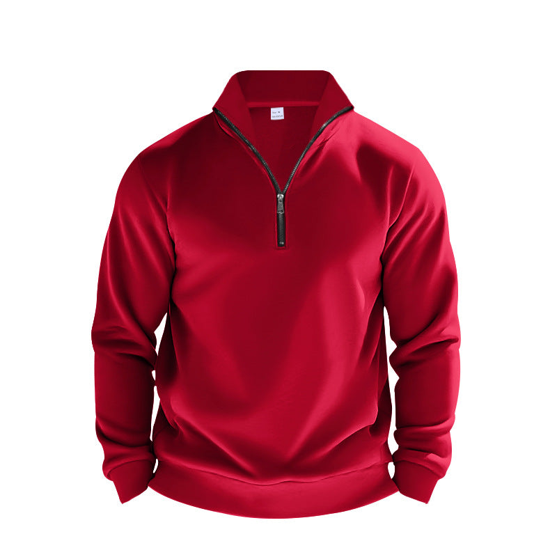 Herrer fleece-pullover med halvmolten lynlås og elastiske manchetter Stilla