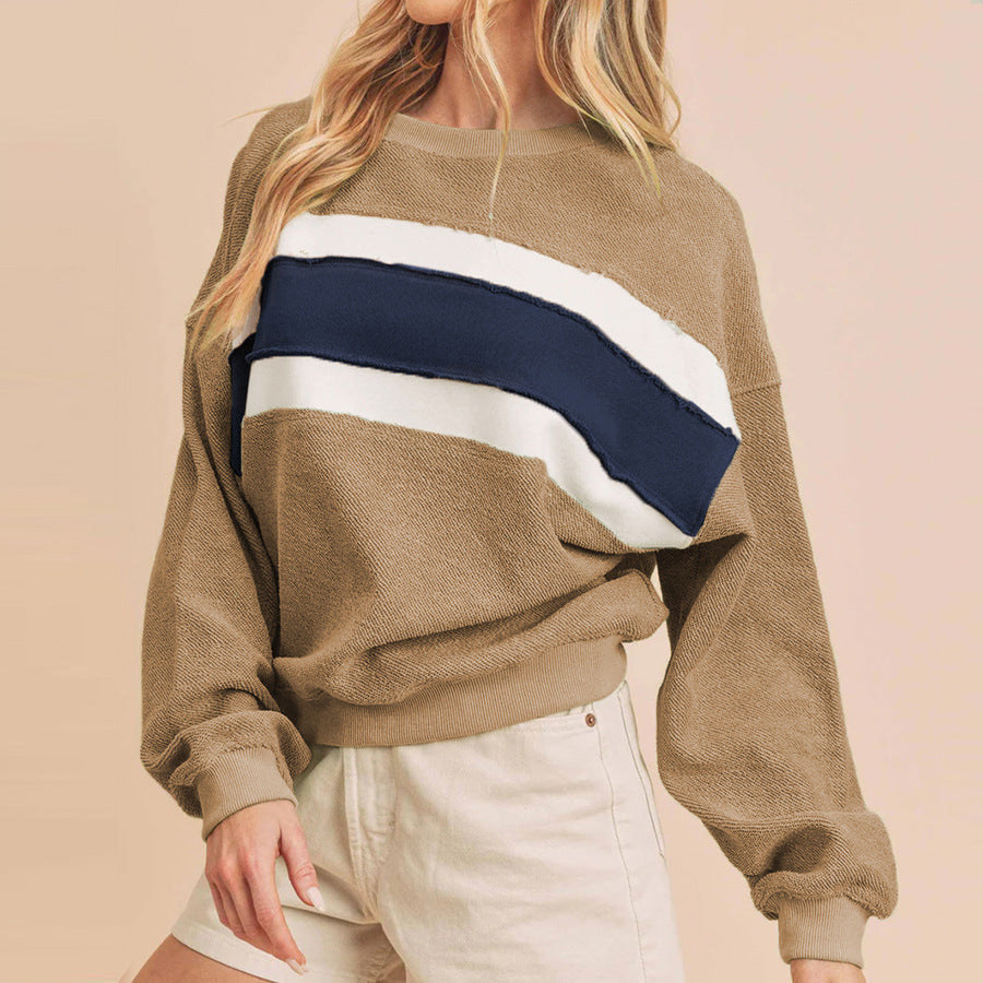 Dame afslappet sweatshirt med moderne stribe detaljer og oversized snit Stilla