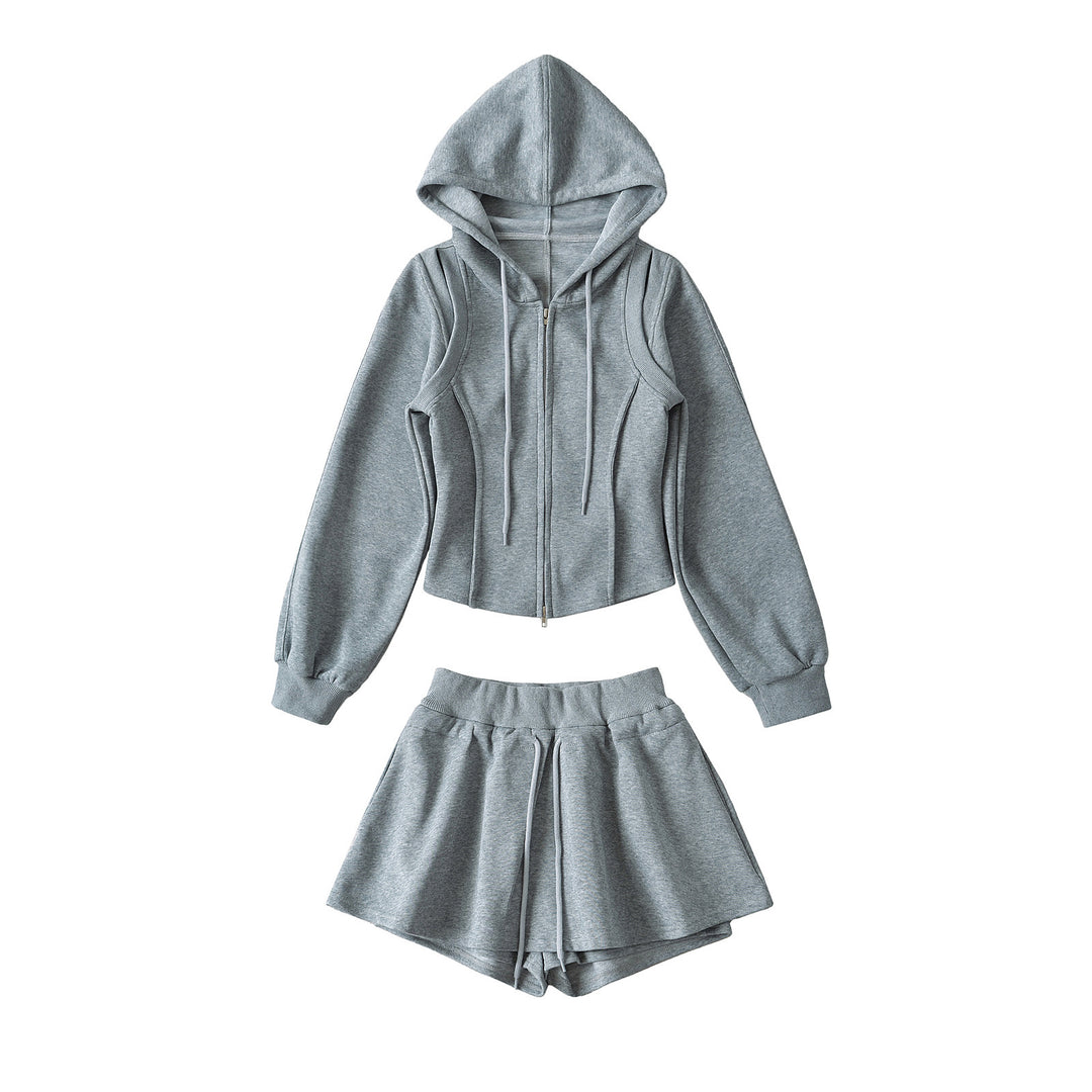 Dame Sporty Hoodie og Shorts Sæt med svingende Nederdel Stilla