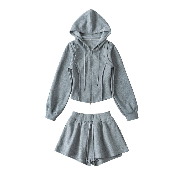 Dame Sporty Hoodie og Shorts Sæt med svingende Nederdel Stilla