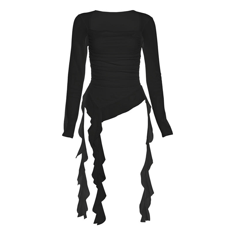 Dame bodysuit med rynkedetaljer og figursyet design Stilla