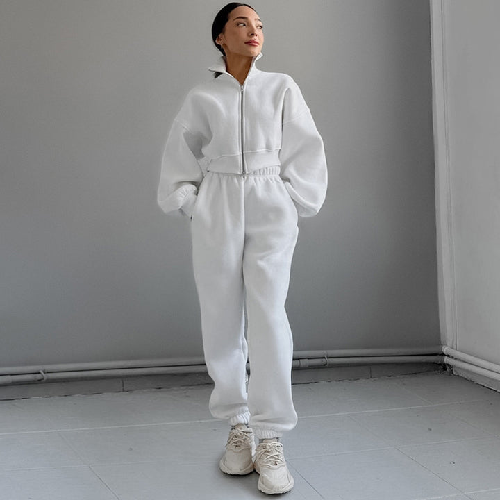 Dame Sporty Lounge-sæt med cropped top og elastiske bukser Stilla