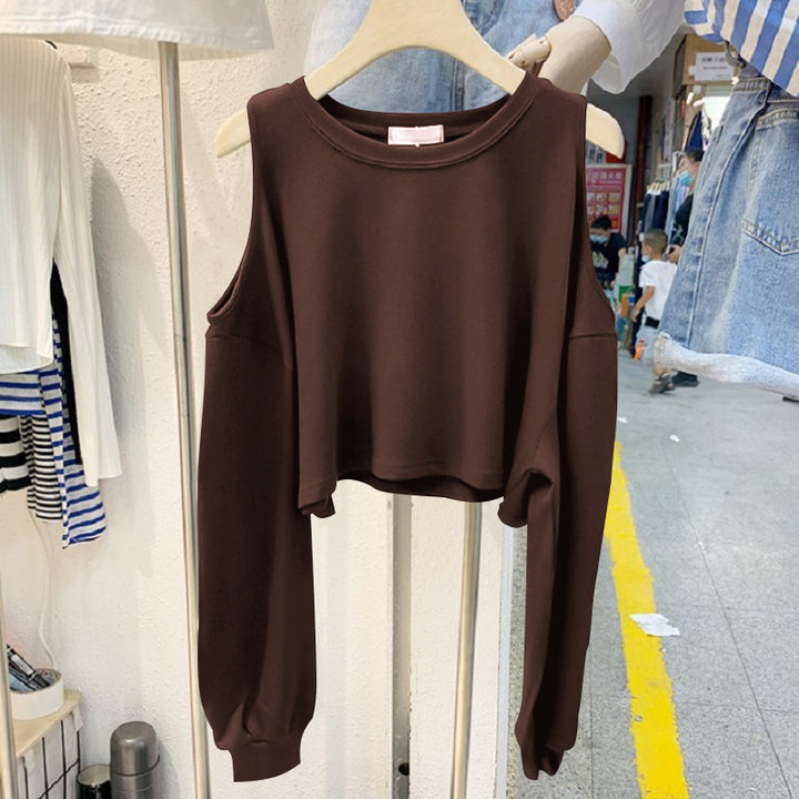 Kvindernes afslappede crop top med lange ærmer