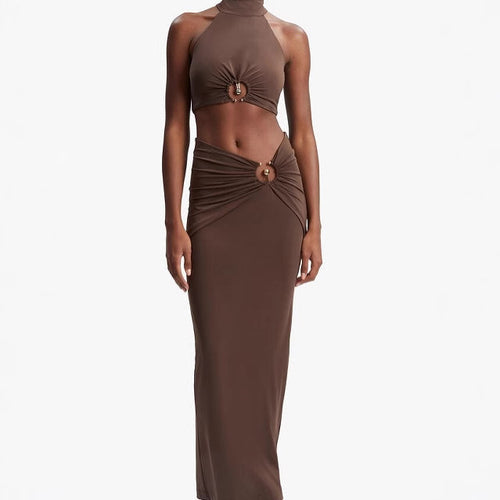 Femme Samtids Cutout To-delt Kjole Stilla