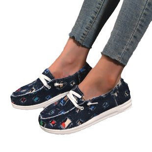 Dame moderigtige Slip-On Sneakers med farverigt motiv Stilla