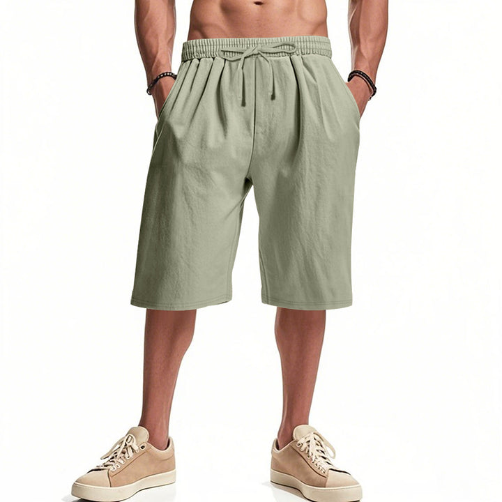 Herre nan afslappede bermudashorts i bomuldsblanding med elastisk livline snor og sidelommer Skovae