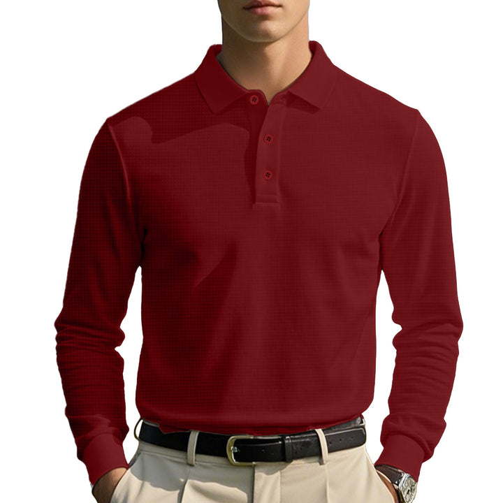 Herrer langærmet Poloshirt med struktureret design og komfortabel pasform Stilla
