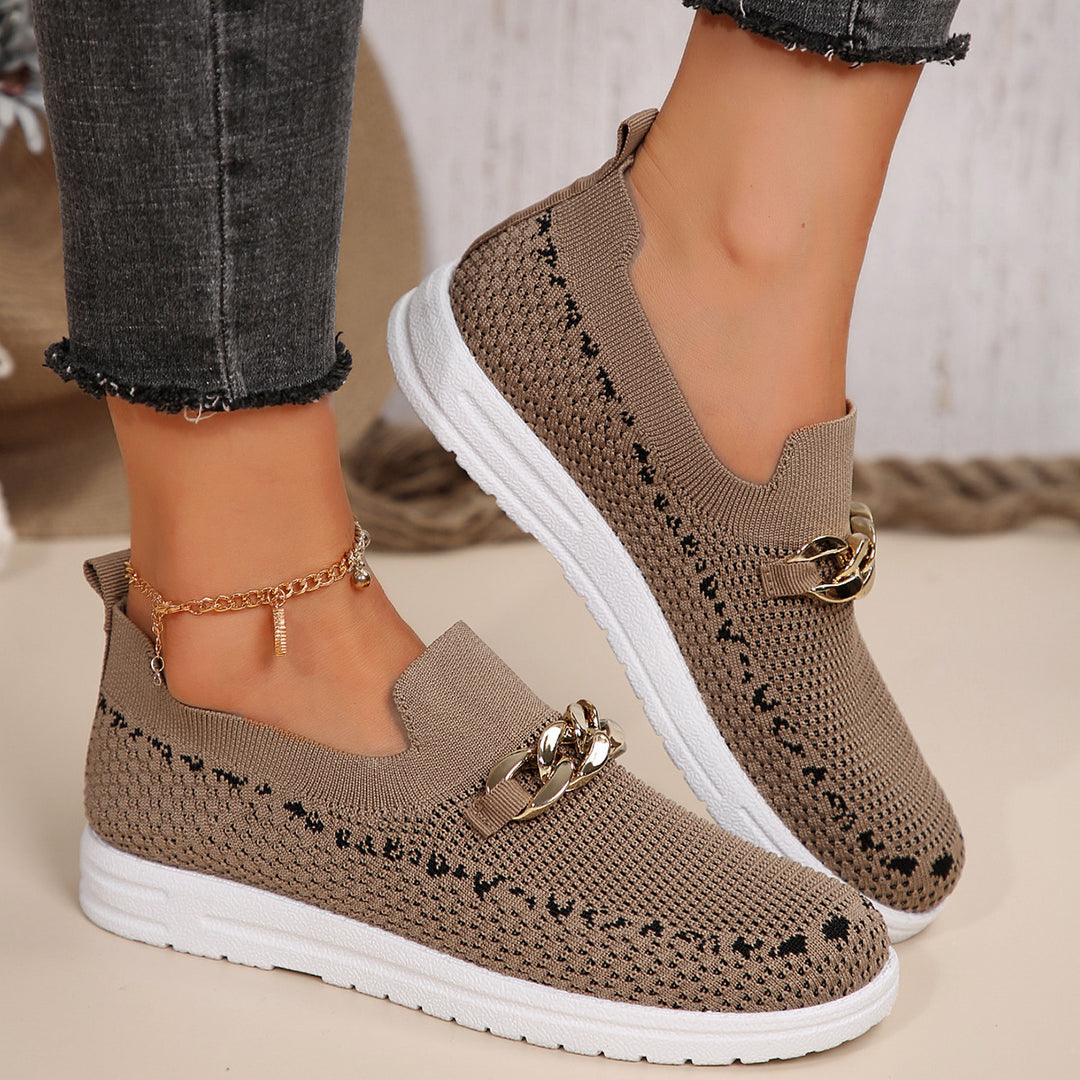 Dame Behagelige Slip-On Sneakers med fashionable Kæde-Detail Stilla