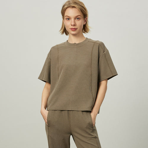 Dame afslappet oversized sports t-shirt i åndbart strukturstof Stilla