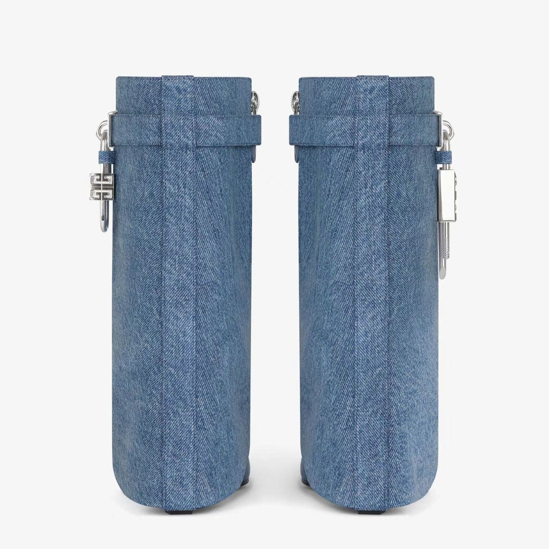 Femme Asymmetrisk Denim Wedge Støvler Stilla