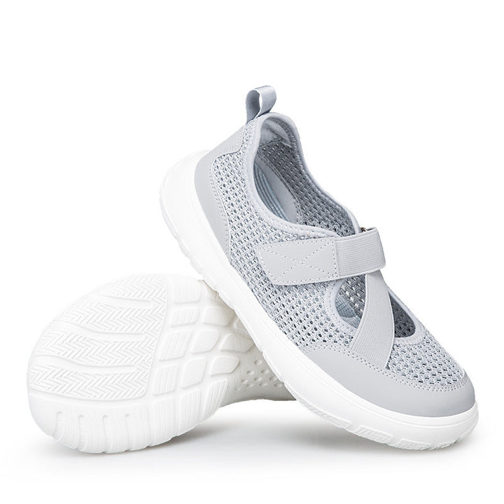 Damer nan åndbar strik-rem sneaker med velcro lukning polstret komfortsål og fleksibel profilløbesål Skovae