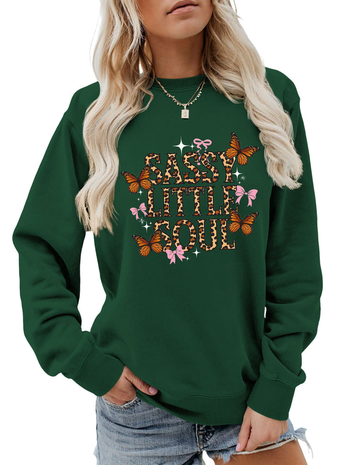 Kvinders sweatshirt med kunstnerisk sommerfugledesign Stilla